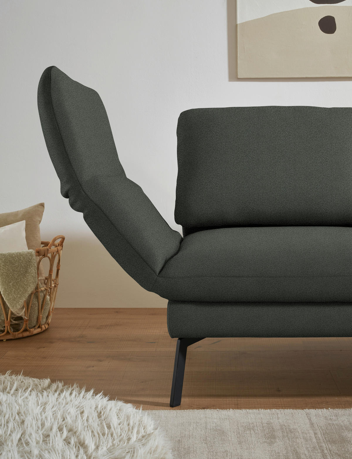 ECKSOFA  in Flachgewebe Grün  255-365/175-224 cm  - Schwarz/Grün, Design, Textil/Metall (255-365/175-224cm) - Dieter Knoll