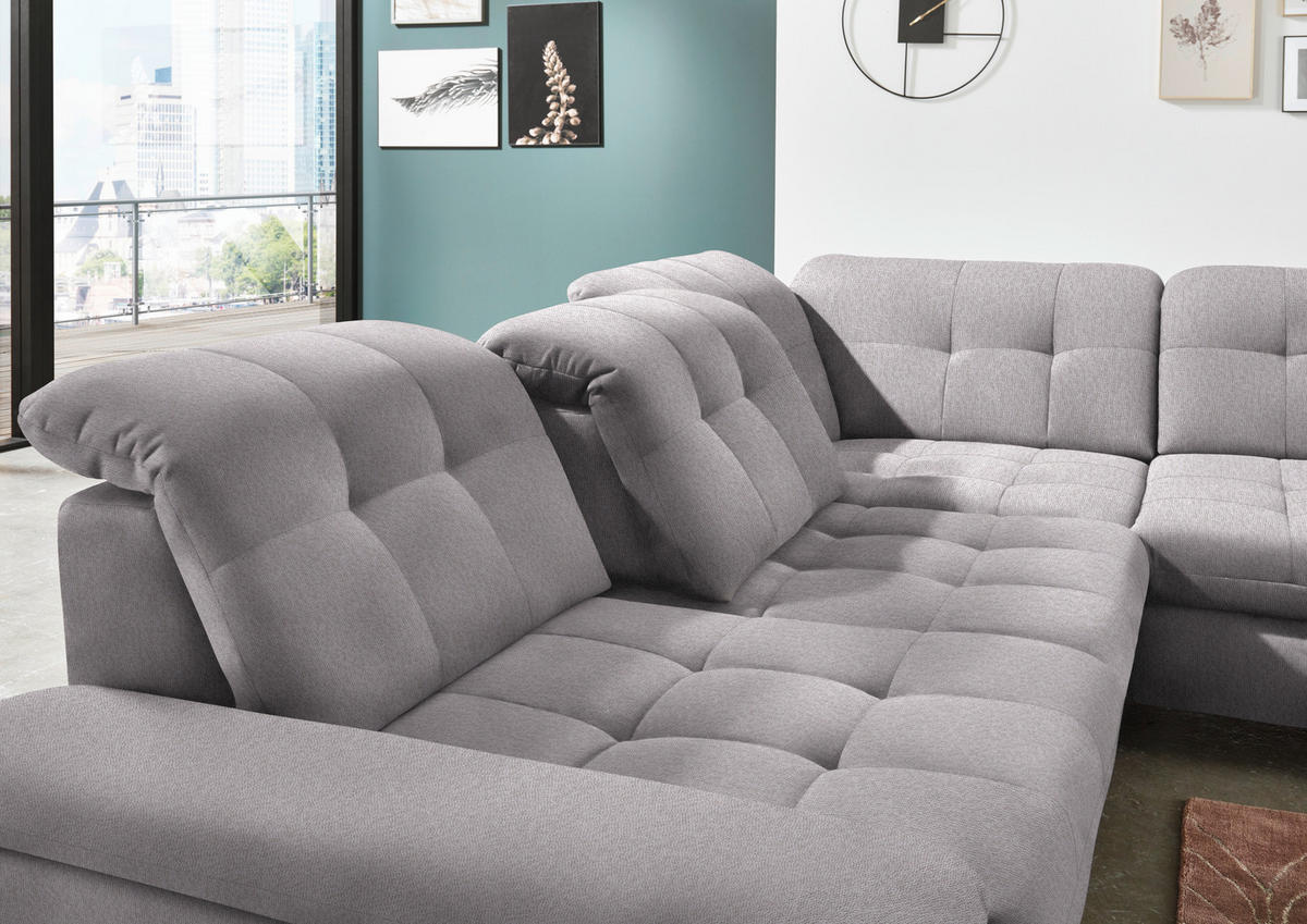 ECKSOFA in Chenille Hellgrau   - Chromfarben/Hellgrau, Design, Textil/Metall (310null) - Beldomo Speed