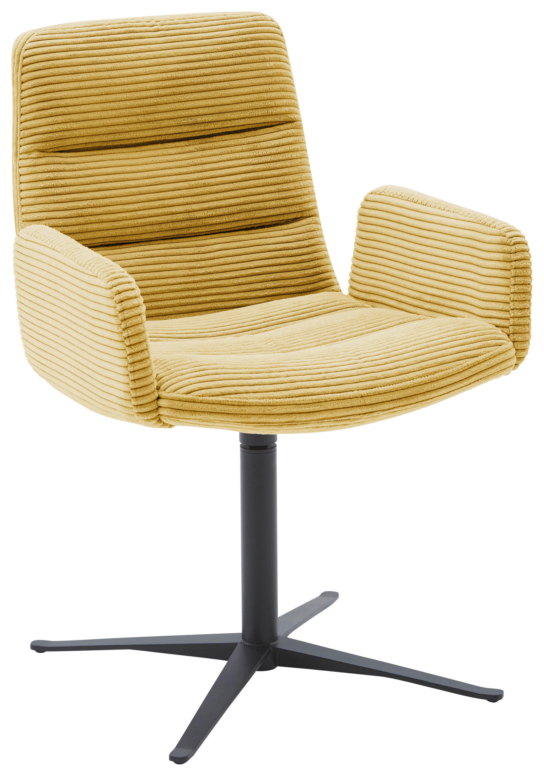 ARMLEHNSTUHL in Cord - Gelb/Schwarz, Design, Textil/Metall (61/88/66cm) - Dieter Knoll