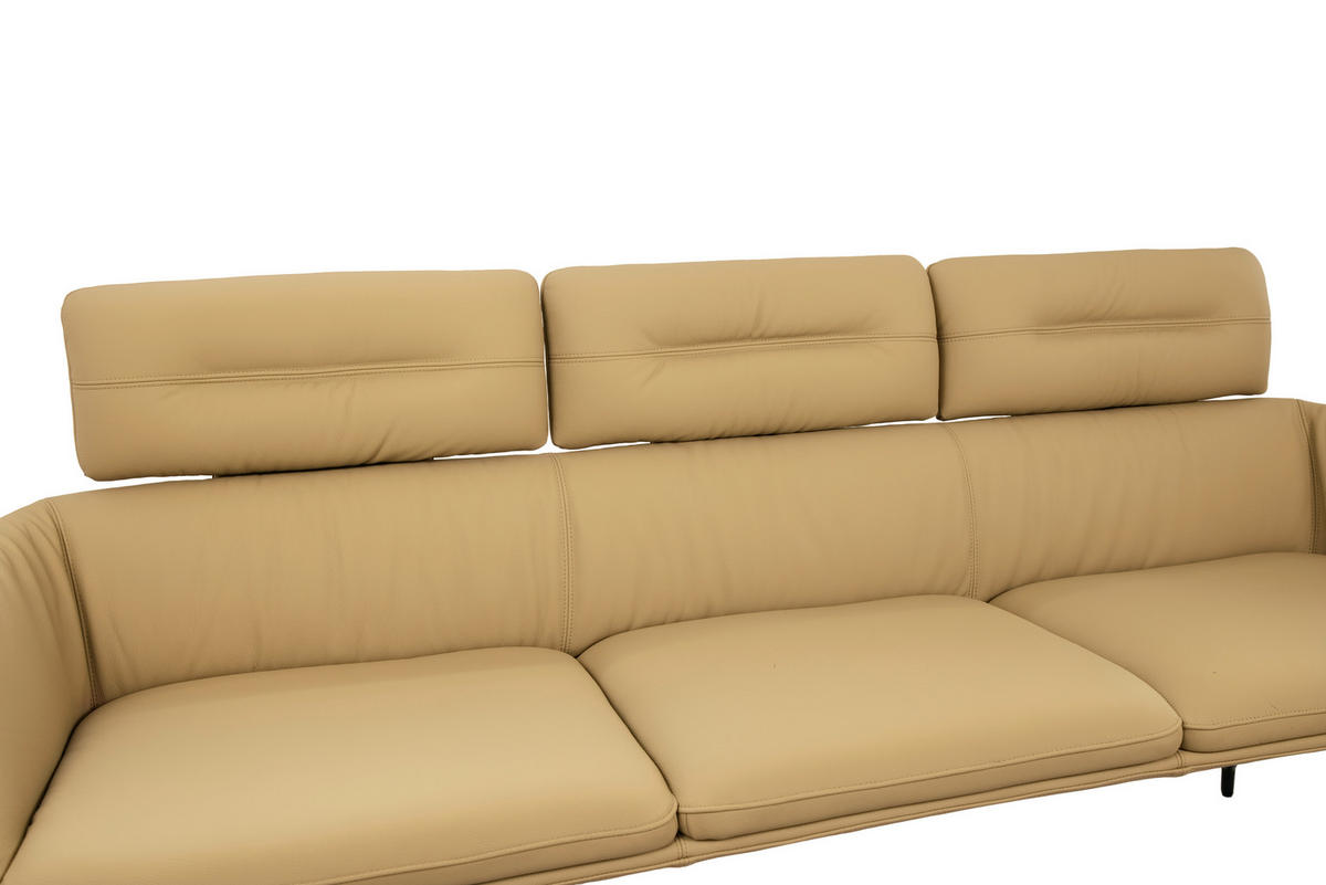 SITZBANK 200/91/70 cm Echtleder Schwarz, Karamell  - Karamell/Schwarz, Design, Leder/Metall (200/91/70cm) - Dieter Knoll