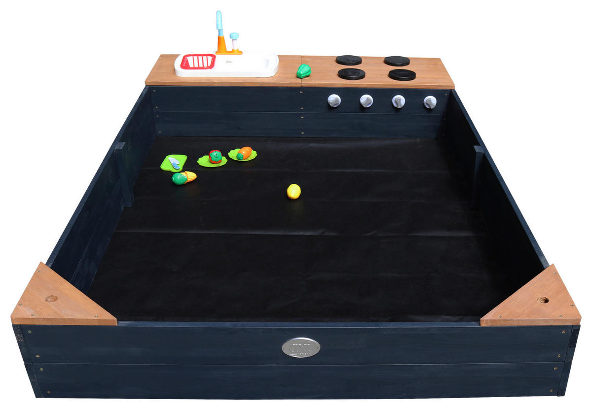SANDKASTEN  - Anthrazit/Braun, Konventionell, Holz (115/21,8/180cm)