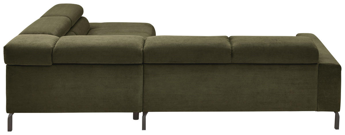 ECKSOFA Feincord Dunkelgrün  - Dunkelgrün/Schwarz, Design, Textil/Metall (273/219cm) - Pure Home Lifestyle
