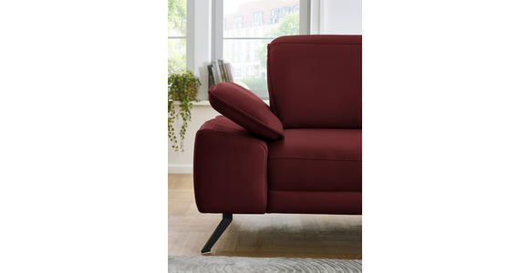 ECKSOFA in Echtleder Rot  - Rot/Schwarz, Design, Leder/Metall (332/193cm) - Dieter Knoll