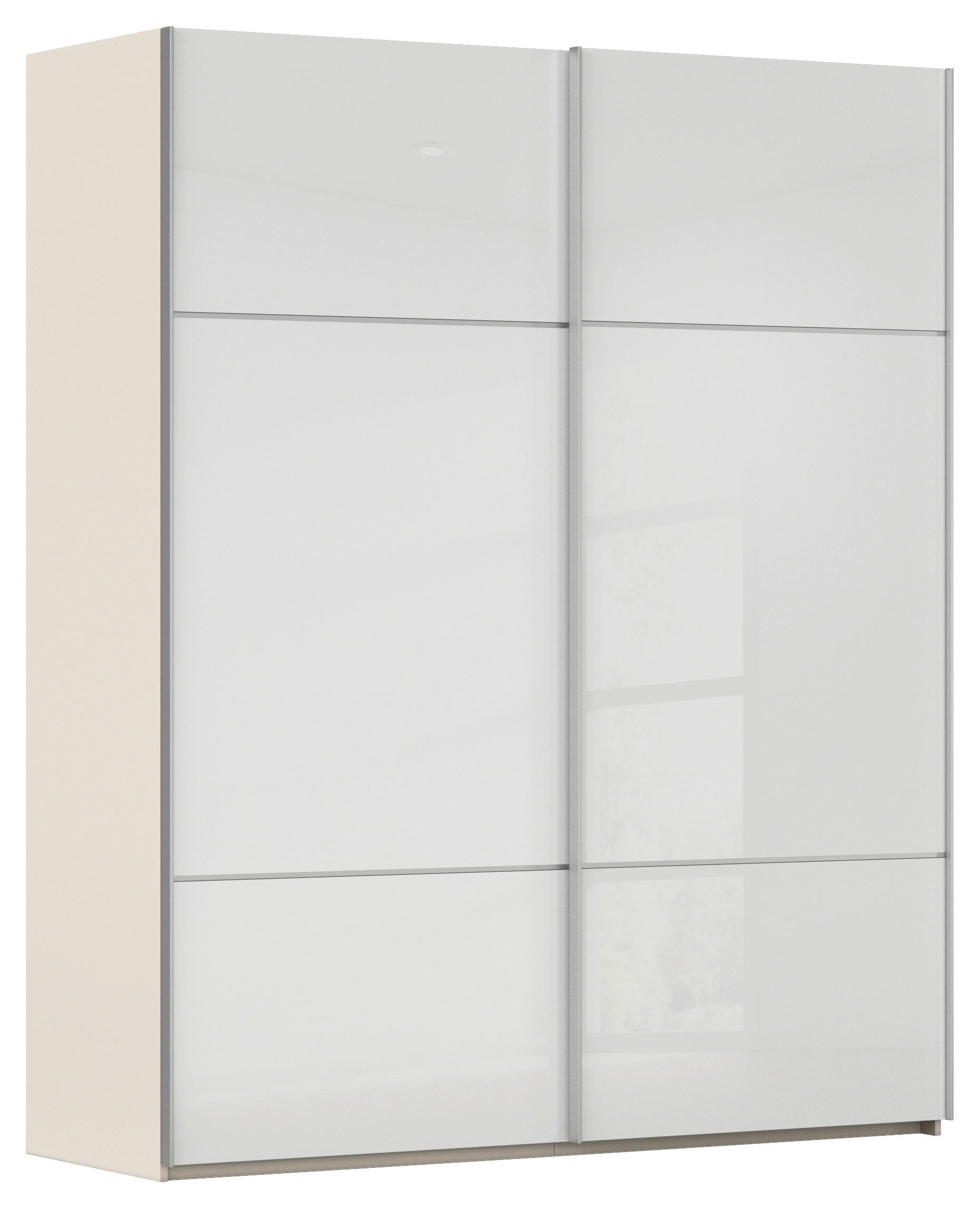 SCHWEBETÜRENSCHRANK 162/223/68 cm,  in Weiß, Champagner, 2 Tür(en)  - Champagner/Alufarben, KONVENTIONELL, Glas/Holzwerkstoff (162/223/68cm) - Novel
