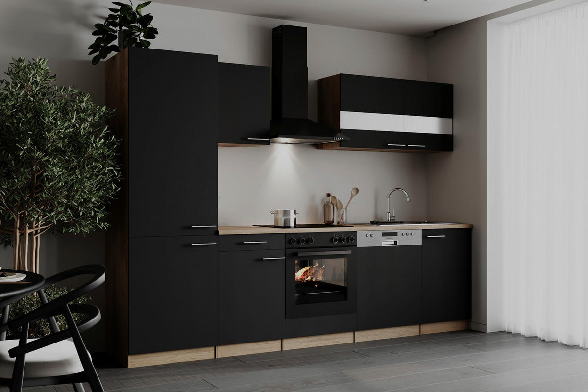 MODULKÖK 280 cm   i svart  - stålfärgad/svart, Basics, metall/trämaterial (280cm) - Respekta