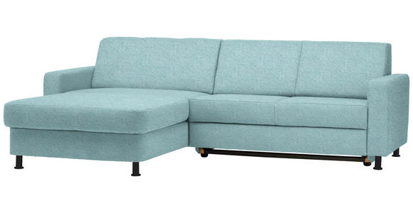 ECKSOFA in Webstoff Türkis 165/257 cm - Türkis/Schwarz, Design, Kunststoff/Textil (165/257cm) - Xora