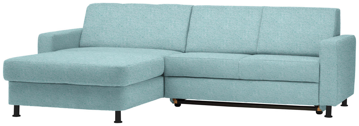 ECKSOFA in Webstoff Türkis  165/257 cm  - Türkis/Schwarz, Design, Kunststoff/Textil (165/257cm) - Xora