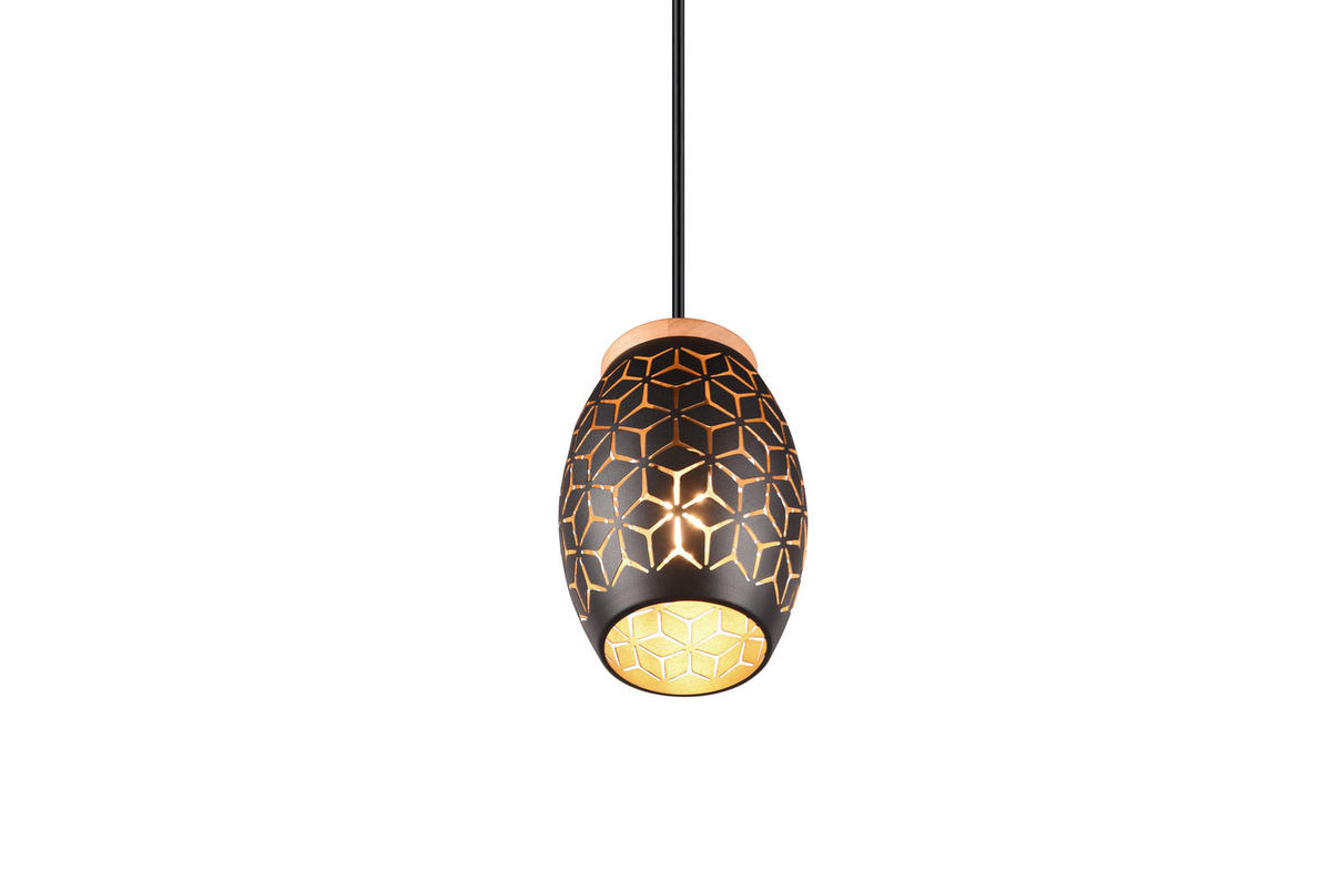 PENDELLEUCHTE Bidar 15/150 cm   - Goldfarben/Schwarz, KONVENTIONELL, Holz/Metall (15/150cm)