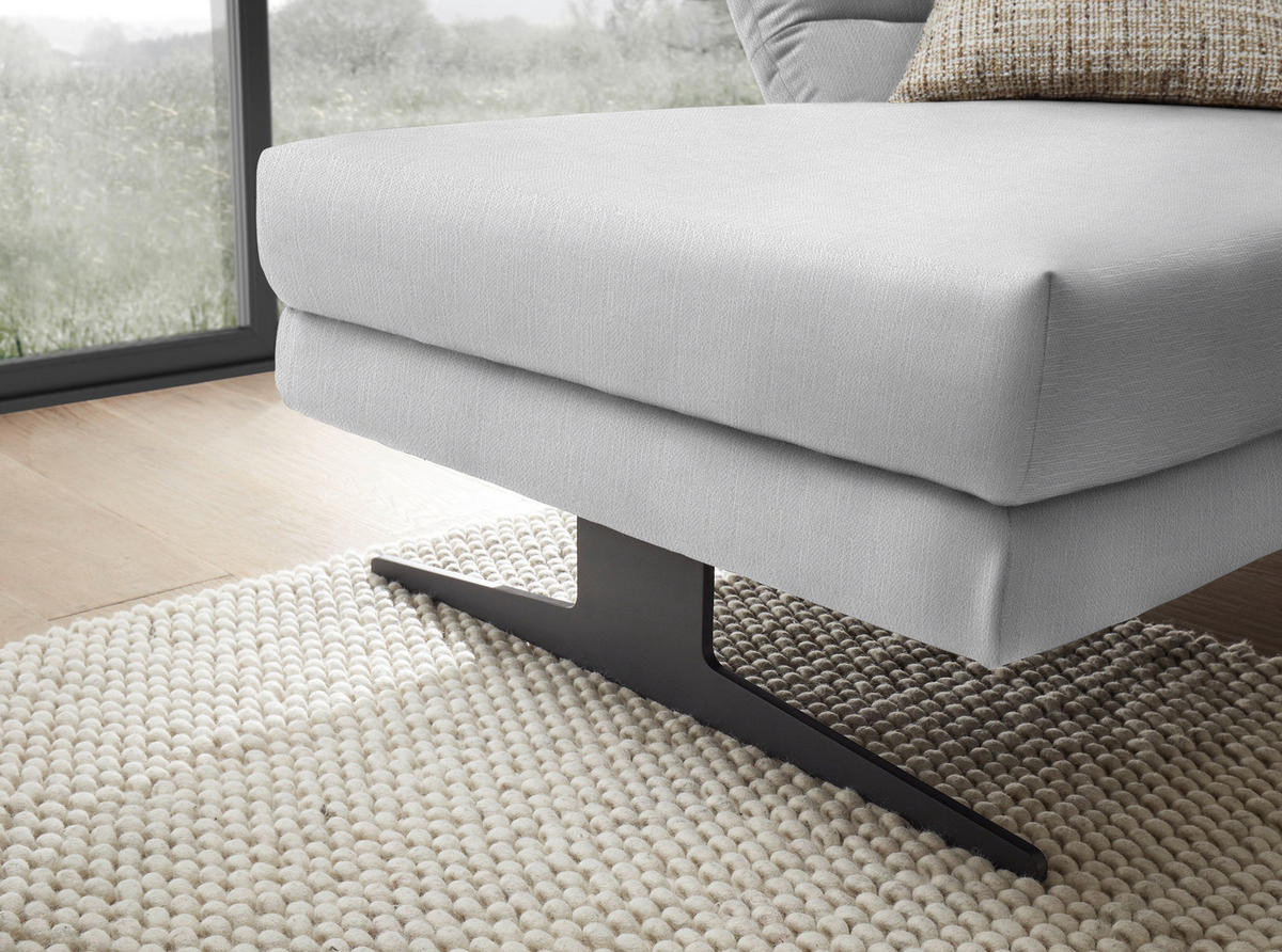 ECKSOFA in Flachgewebe Creme  176-217/279-327 cm  - Creme/Schwarz, Design, Textil/Metall (176-217/279-327cm) - Dieter Knoll