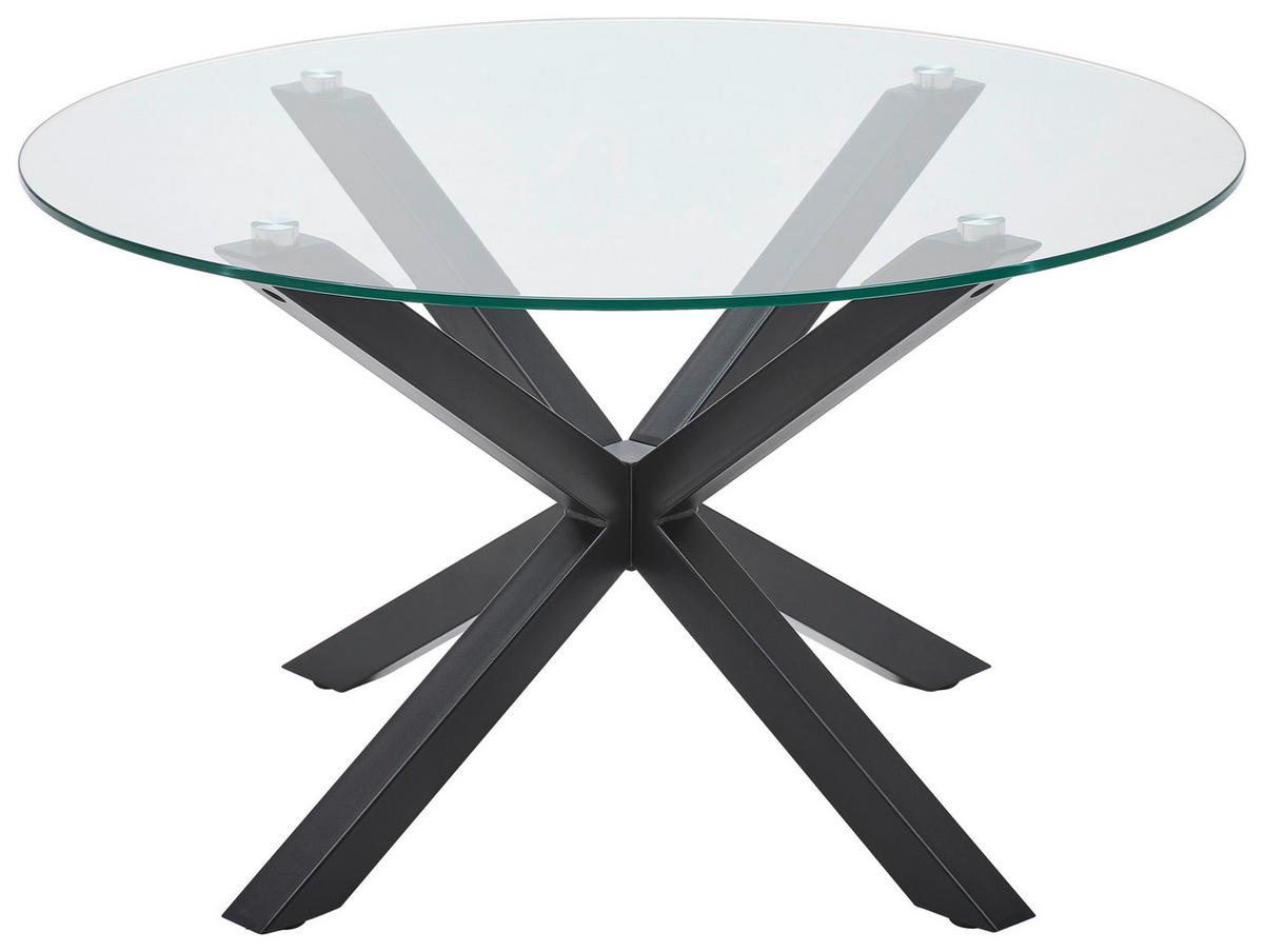 COUCHTISCH ESG 80/45/80 cm rund Schwarz, Klar  - Klar/Schwarz, Design, Glas/Metall (80/45/80cm) - Livetastic