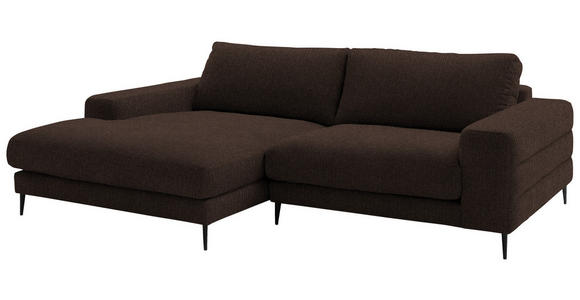 ECKSOFA  in Flachgewebe Dunkelbraun  177/253 cm  - Dunkelbraun/Schwarz, Design, Textil/Metall (177/253cm) - Dieter Knoll