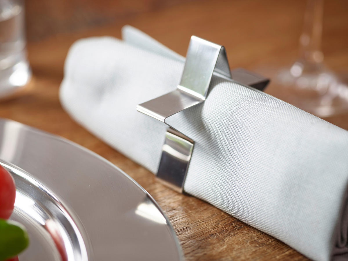 SERVIETTENRING 7 cm  4 Stück  - Silberfarben, Design, Metall (7cm) - Echtwerk