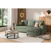 ECKSOFA MARCO Grün Chenille Rückenkissen  - Buchefarben/Grün, Design, Holz/Textil (227/96cm) - MID.YOU