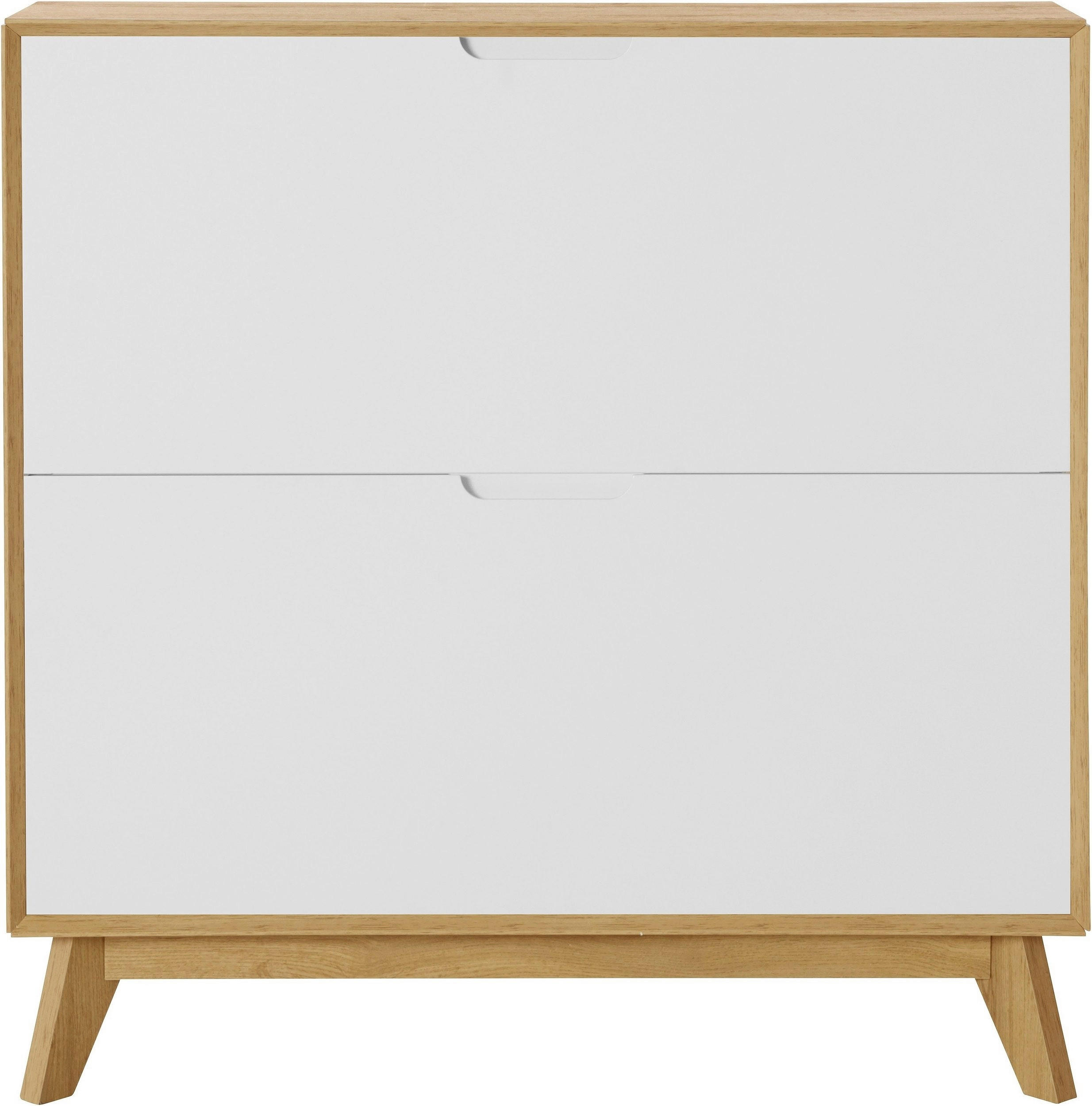 SCHUHSCHRANK Weiß, Eiche Wotan  - Eiche Wotan/Weiß, Design, Holzwerkstoff (89/90/24cm) - Livetastic
