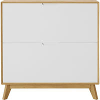 SCHUHSCHRANK Weiß, Eiche Wotan  - Eiche Wotan/Weiß, Design, Holzwerkstoff (89/90/24cm) - Livetastic