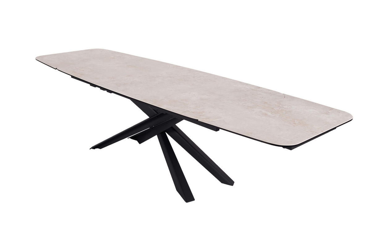 ESSTISCH in Metall, Glas, Keramik 190-290/100/76 cm  - Beige/Schwarz, Design, Glas/Keramik (190-290/100/76cm) - Novel