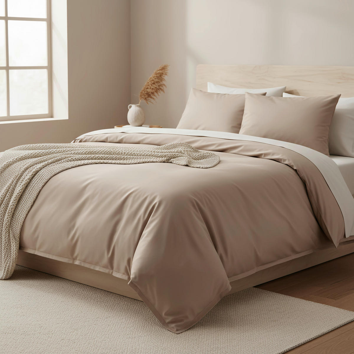 BETTWÄSCHE TANJA Satin 150/210 cm  - Taupe, Basics, Textil (150/210cm) - Novel
