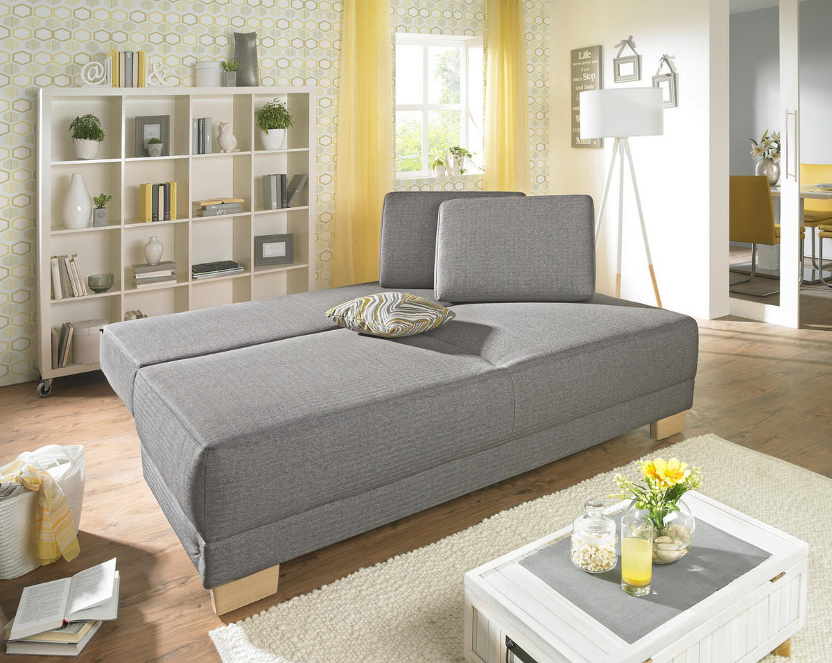 SCHLAFSOFA in Grau  - Eichefarben/Grau, Design, Holz/Textil (200/93/102cm) - Novel