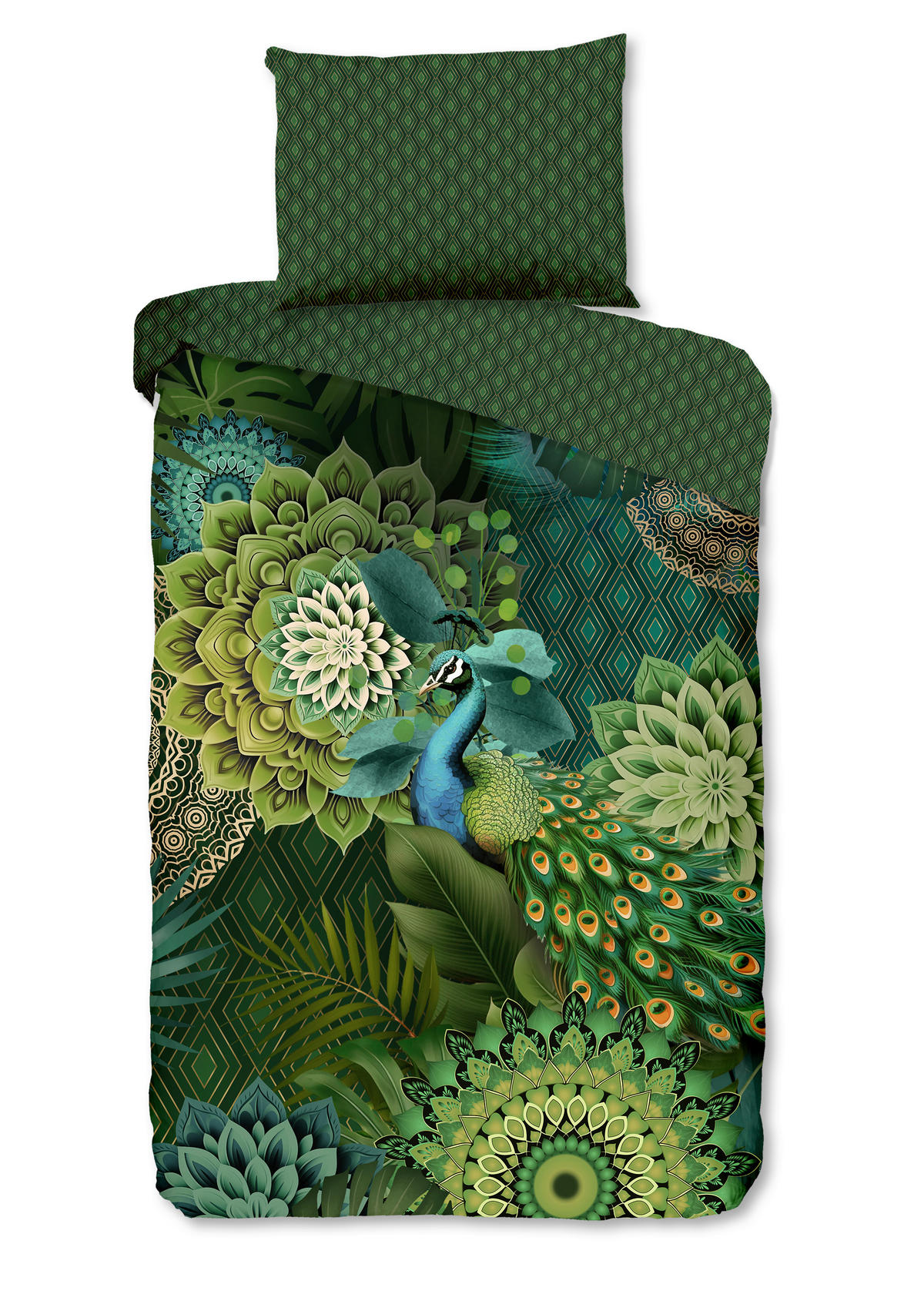 BETTWÄSCHE HIP Satin 140/200 cm  - Dunkelgrün/Grün, Design, Textil (140/200cm)