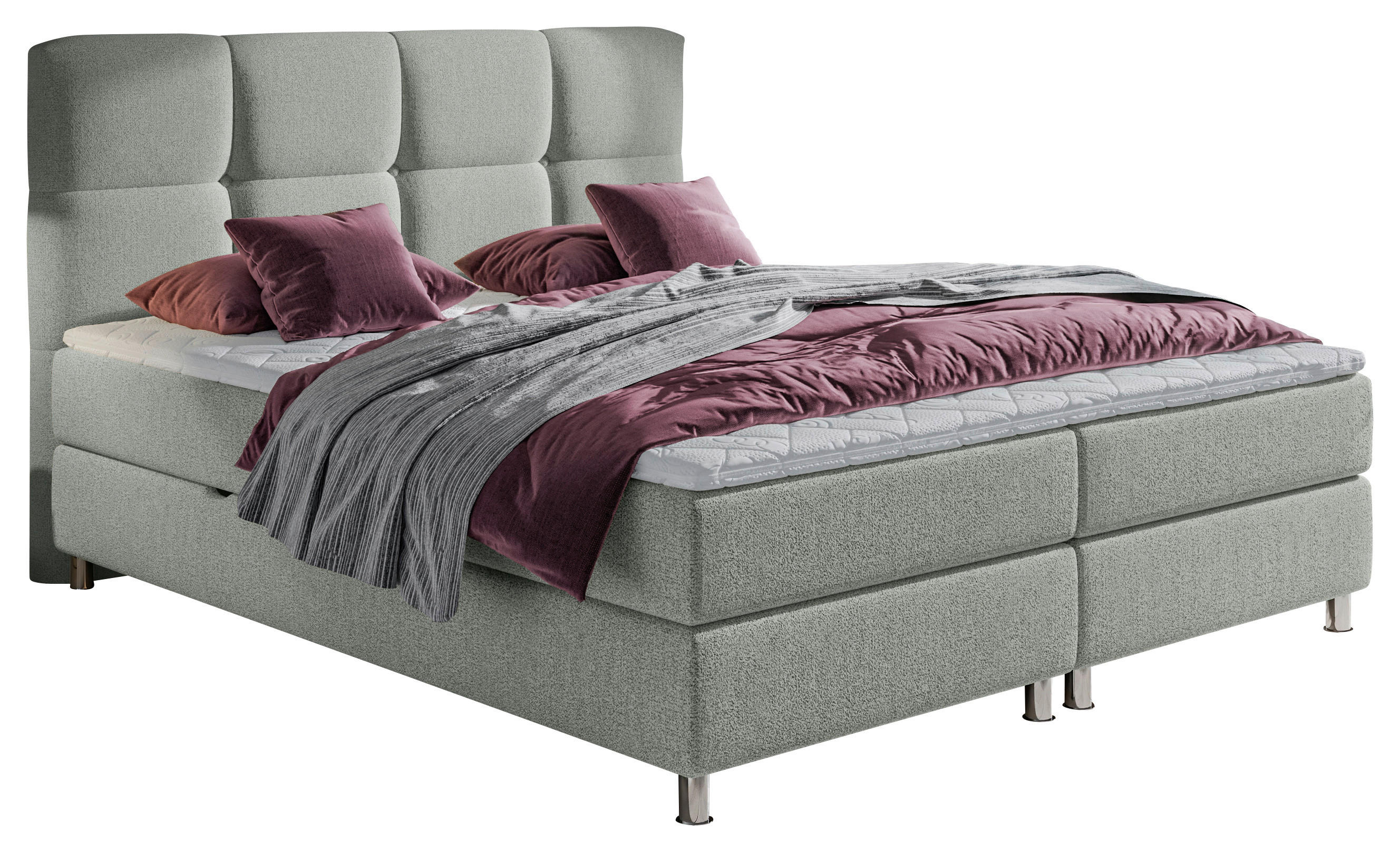 BOXBETT 140/200 cm  in Mintgrün  - Chromfarben/Mintgrün, Design, Textil/Metall (140/200cm) - Ti'me