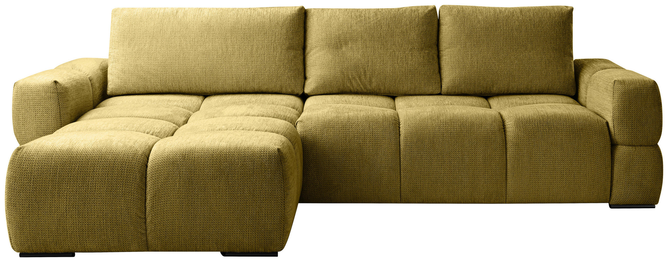 ECKSOFA Senfgelb Chenille  - Senfgelb/Schwarz, Design, Textil/Metall (173/299cm) - Stylife