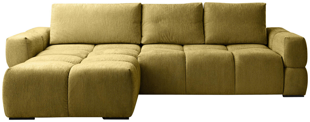 ECKSOFA Senfgelb Chenille  - Senfgelb/Schwarz, Design, Textil/Metall (173/299cm) - Stylife