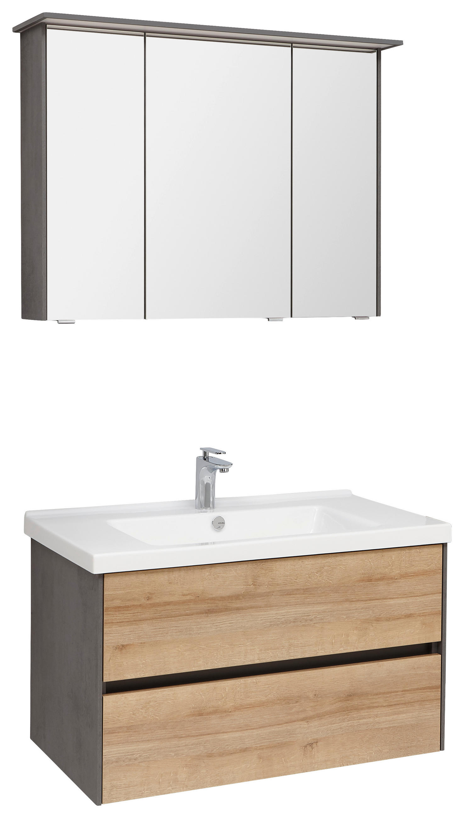 KOPALNICA  barve hrasta, temno siva  - temno siva/barve hrasta, Konvencionalno, steklo/leseni material (91cm) - Dieter Knoll