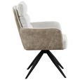 ARMLEHNSTUHL  Sitzfläche 360° drehbar, inklusive Armlehnen Webstoff, Leinenoptik  - Beige/Schwarz, Design, Textil/Metall (60/93/68cm) - Novel