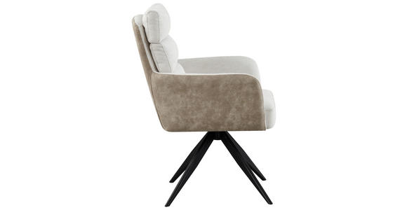 ARMLEHNSTUHL  Sitzfläche 360° drehbar, inklusive Armlehnen Webstoff, Leinenoptik  - Beige/Schwarz, Design, Textil/Metall (60/93/68cm) - Novel