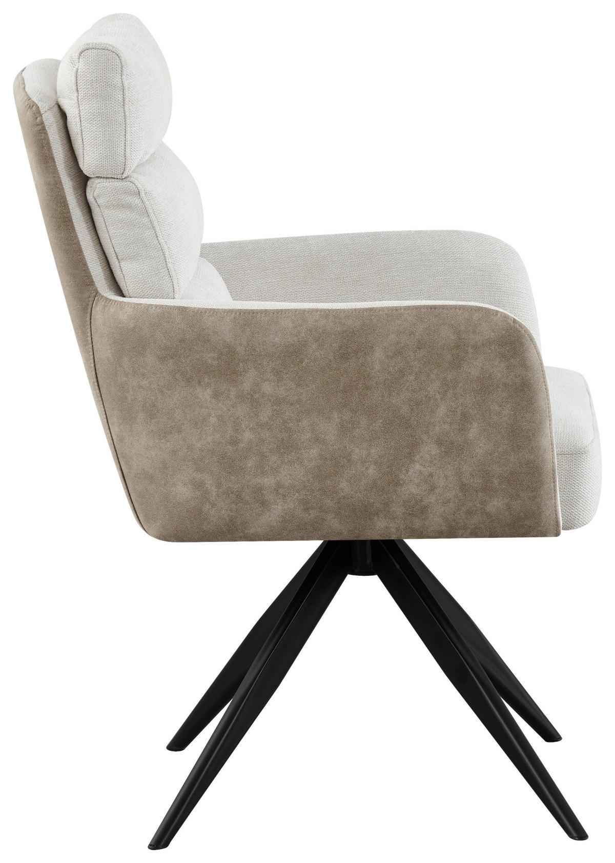 ARMLEHNSTUHL  Sitzfläche 360° drehbar, inklusive Armlehnen Webstoff, Leinenoptik  - Beige/Schwarz, Design, Textil/Metall (60/93/68cm) - Novel