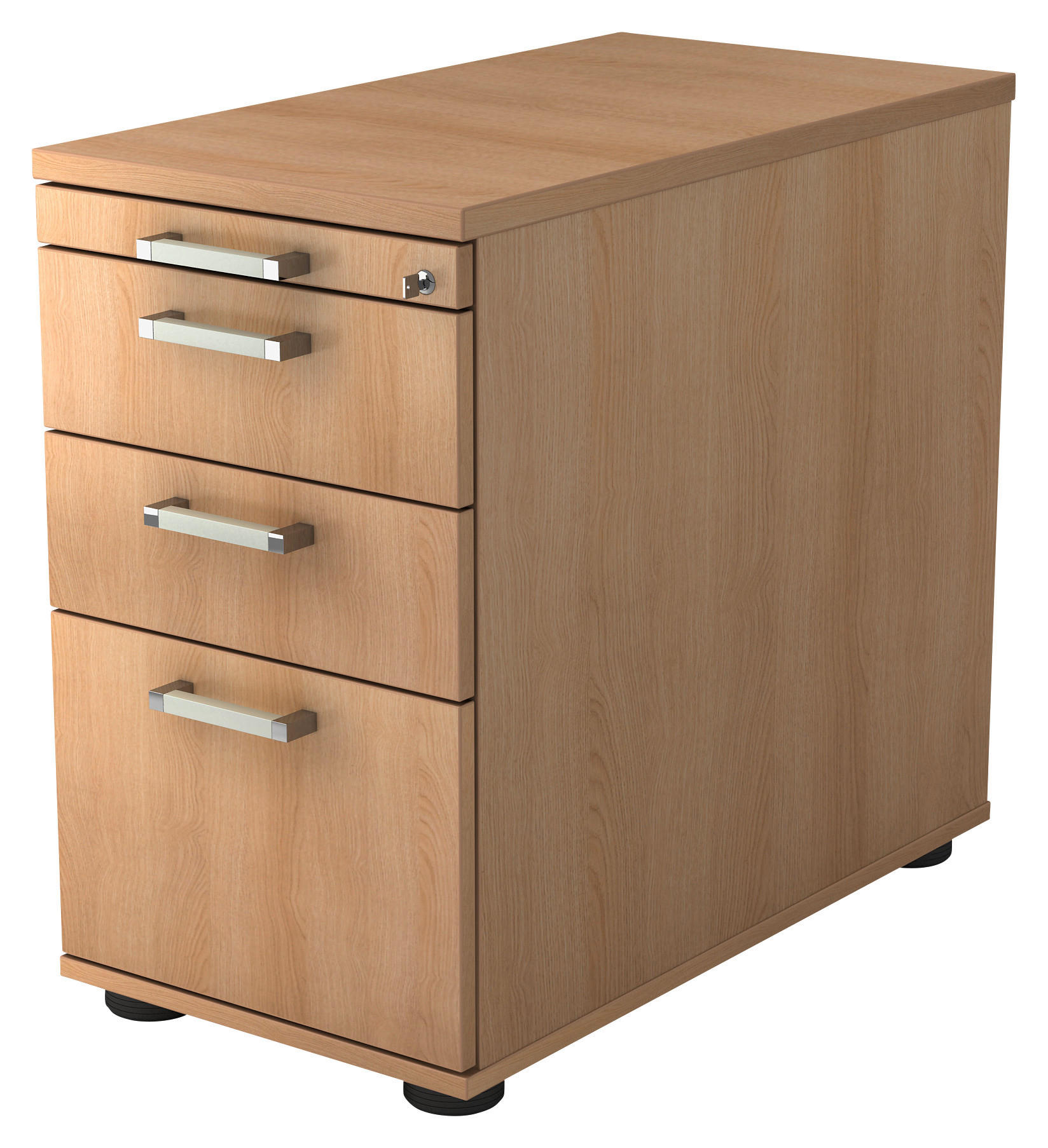 ANSTELLCONTAINER Eichefarben  - Chromfarben/Eichefarben, KONVENTIONELL, Holzwerkstoff/Kunststoff (42,8/72-76/80cm) - Venda