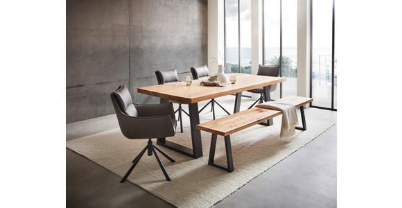 ESSTISCH in Holz, Metall 220/100/76 cm  - Wildeiche/Anthrazit, Design, Holz/Metall (220/100/76cm) - Waldwelt