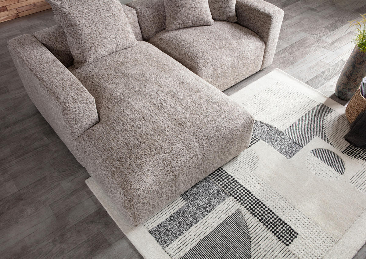 ECKSOFA Braun Chenille  - Creme/Schwarz, MODERN, Kunststoff/Textil (178/231cm) - Carryhome