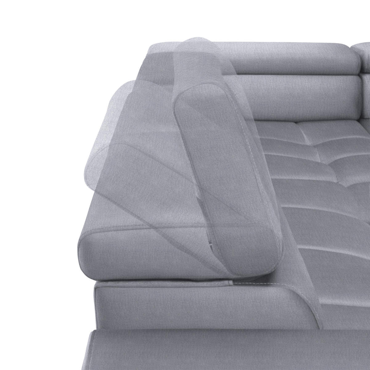 ECKSOFA in Samt, Webstoff Hellgrau  - Hellgrau/Schwarz, Design, Textil/Metall (300/216cm) - Welnova