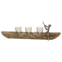 TEELICHTHALTER  - Silberfarben/Naturfarben, Natur, Glas/Holz (55/12/15cm) - Ambia Home