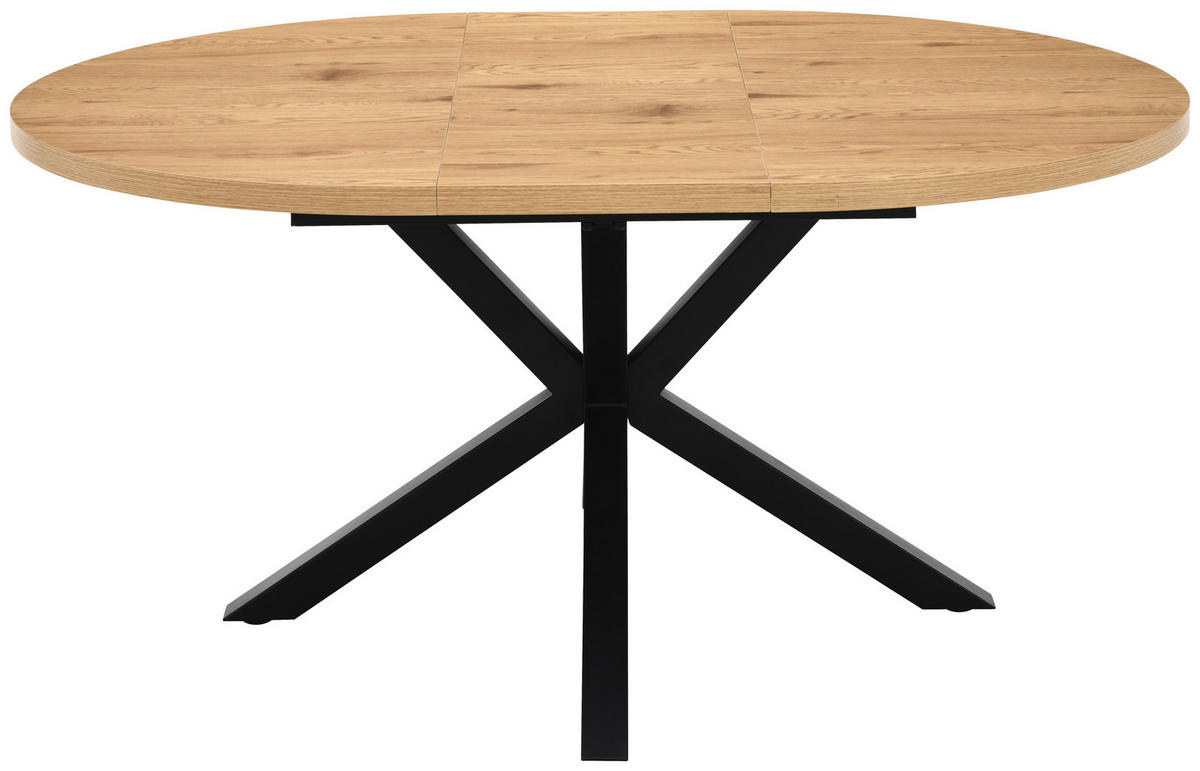 ESSTISCH in Metall, Holzwerkstoff 120/120/75 cm   - Eichefarben/Schwarz, Basics, Holzwerkstoff/Metall (120/120/75cm) - Livetastic