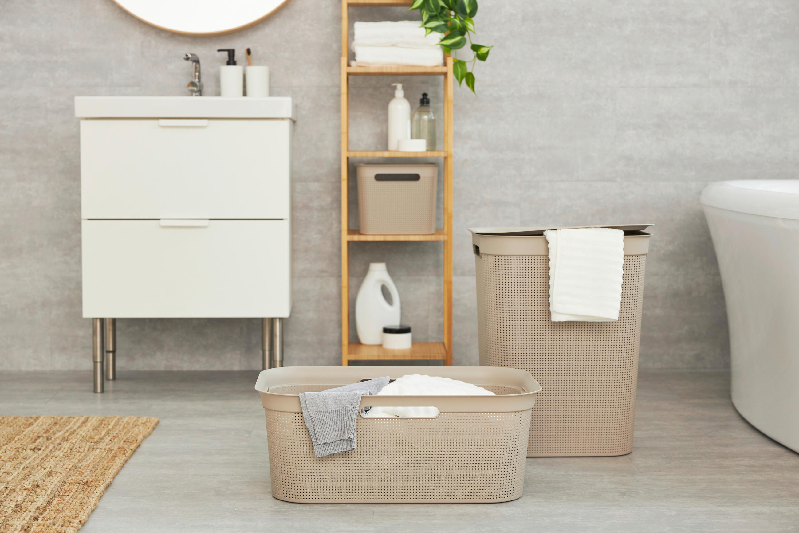 WÄSCHETONNE - Cappuccino, Basics, Kunststoff (43,1/34/52,9cm) - Rotho