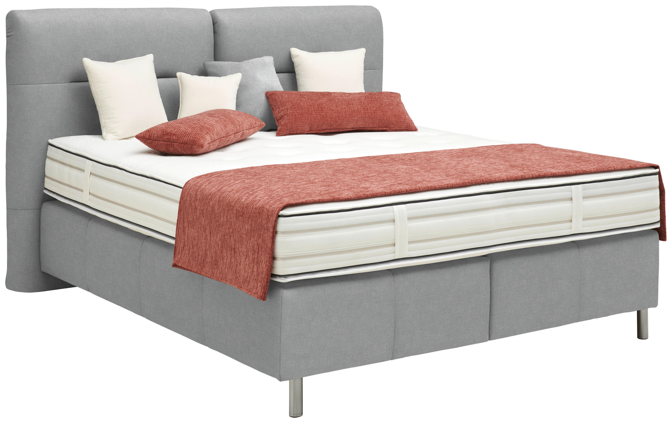 BOXSPRINGBETT 160/200 cm  in Silberfarben  - Silberfarben/Alufarben, KONVENTIONELL, Textil/Metall (160/200cm) - Dieter Knoll