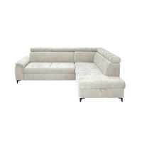 ECKSOFA Elfenbein Chenille Bettkasten, Schlaffunktion, Rücken echt, Kopfteilverstellung, Liegefläche im Originalstoff  - Elfenbein/Schwarz, KONVENTIONELL, Textil/Metall (265/206cm) - Carryhome