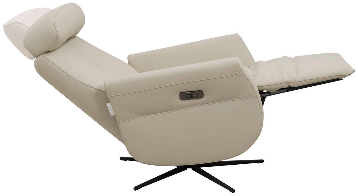 RELAXSESSEL Artù Echtleder Relaxfunktion, Kopfteilverstellung, Rücken echt    - Creme, Design, Leder (71/110/80cm) - Novel
