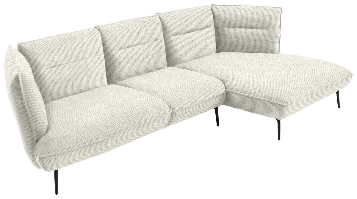 ECKSOFA in Flachgewebe Creme  339/153 cm  - Creme/Schwarz, Design, Textil/Metall (339/153cm) - Moderano