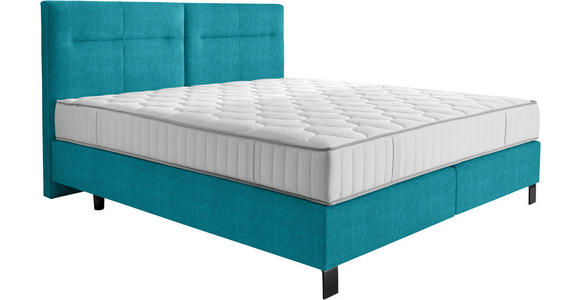 BOXSPRINGBETT 200/220 cm  in Türkis  - Türkis/Schwarz, KONVENTIONELL, Textil/Metall (200/220cm) - Esposa