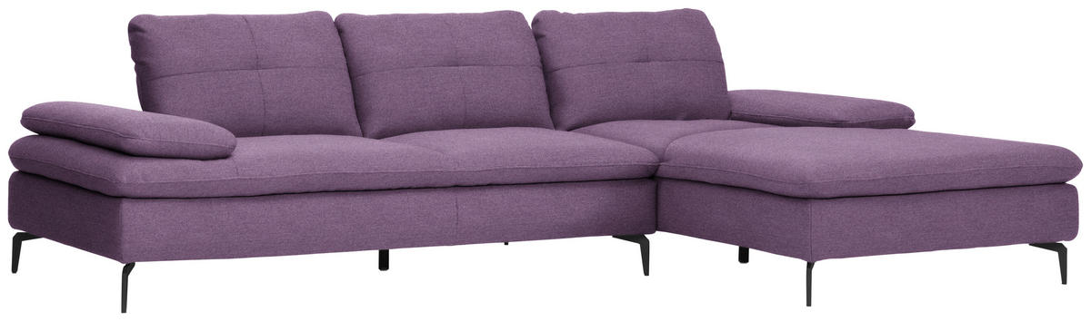 ECKSOFA in Webstoff Lila  301/179 cm  - Lila/Schwarz, Design, Textil/Metall (301/179cm) - Chilliano