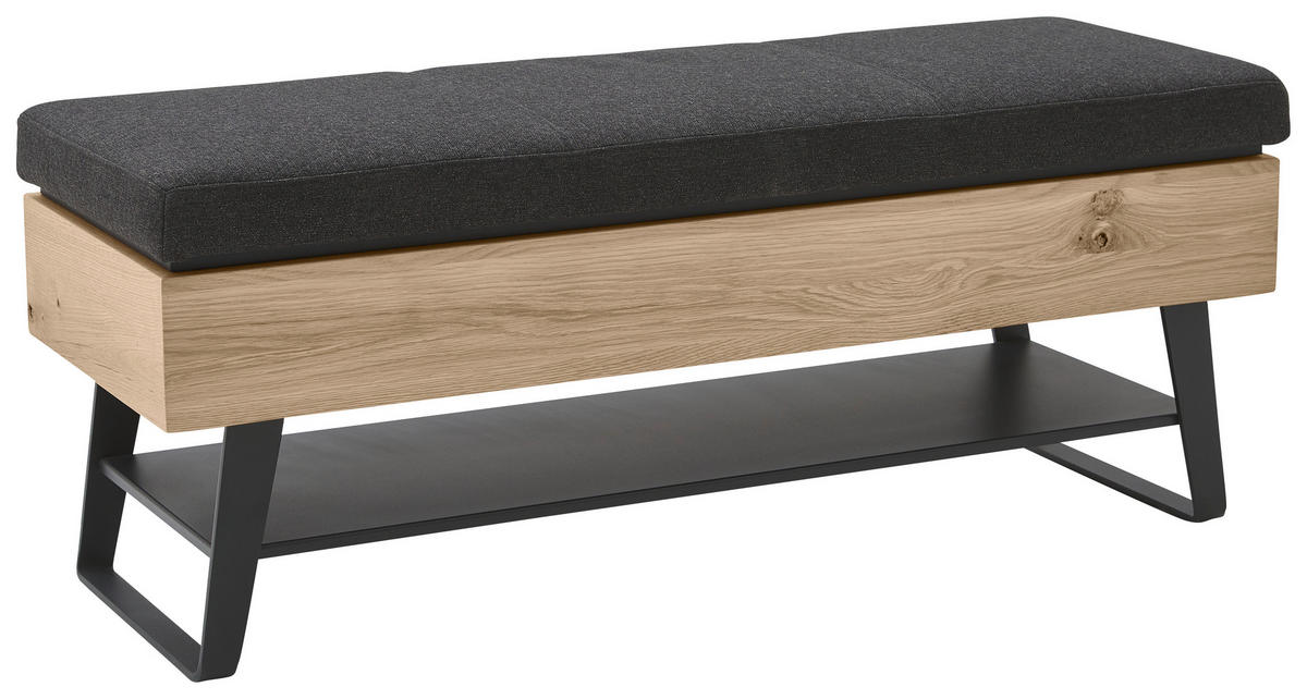 GARDEROBENBANK  in 118/48,5/41 cm  - Eichefarben/Anthrazit, Design, Holz/Textil (118/48,5/41cm) - Johann Jakob