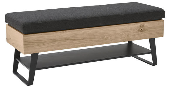 GARDEROBENBANK  in 118/48,5/41 cm  - Eichefarben/Anthrazit, Design, Holz/Textil (118/48,5/41cm) - Johann Jakob