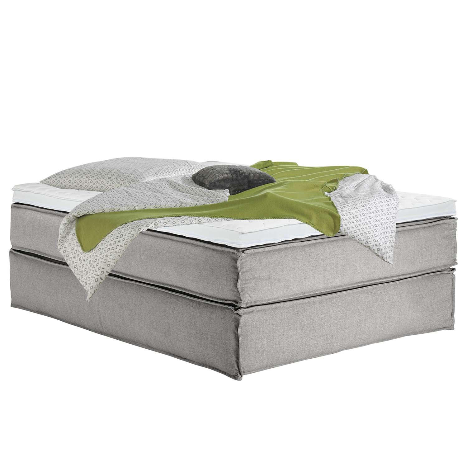 BOXSPRINGBETT 160/220 cm  in Hellgrau  - Hellgrau/Schwarz, Design, Textil (160/220cm) - home24