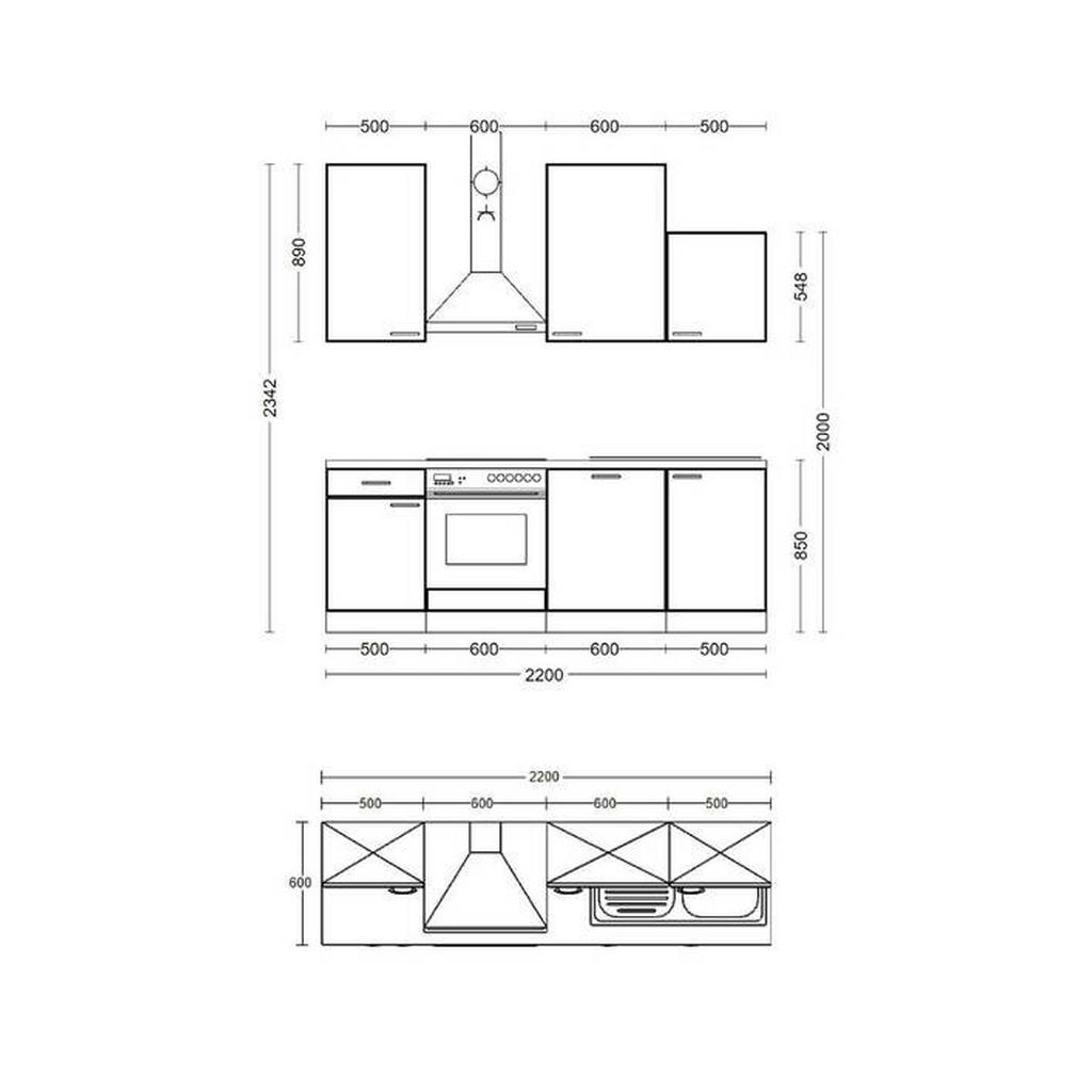 Thumbnail - FlexWell Küchenblock, Eiche, Magnolie, Metall, 1 Schubladen, einmalig seitenverkehrt montierbar, nur wie online abgebild...
