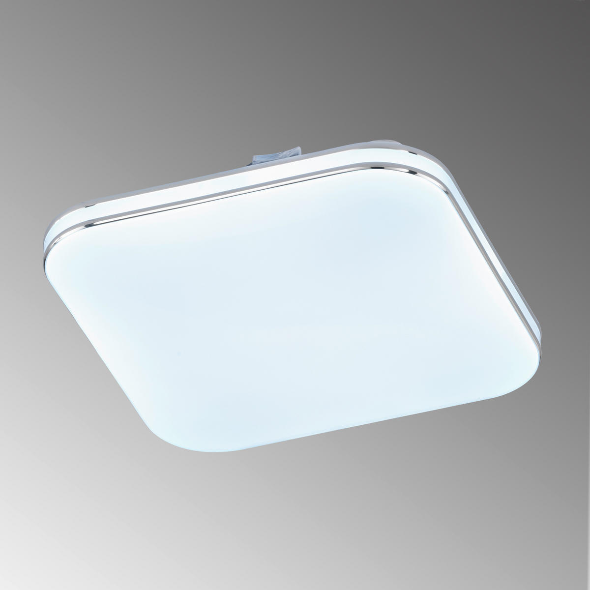 LED-DECKENLEUCHTE Porto   - Chromfarben/Weiß Hochglanz, KONVENTIONELL, Glas (29,50/29,50cm) - Fischer & Honsel