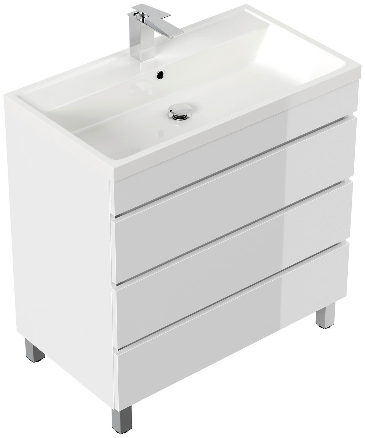 SKŘÍŇKA S UMYVADLEM,  - vysoce lesklá bílá, Trend, kompozitní dřevo/plast (80cm) - MID.YOU