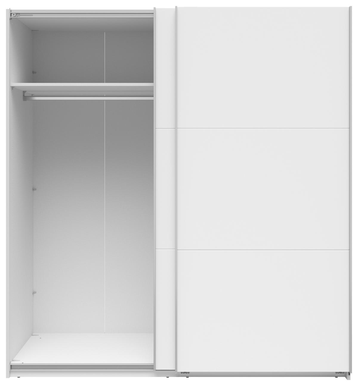 SCHWEBETÜRENSCHRANK 200/216/64 cm 2-türig Weiß  - Silberfarben/Weiß, Basics, Holzwerkstoff/Metall (200/216/64cm) - Boxxx